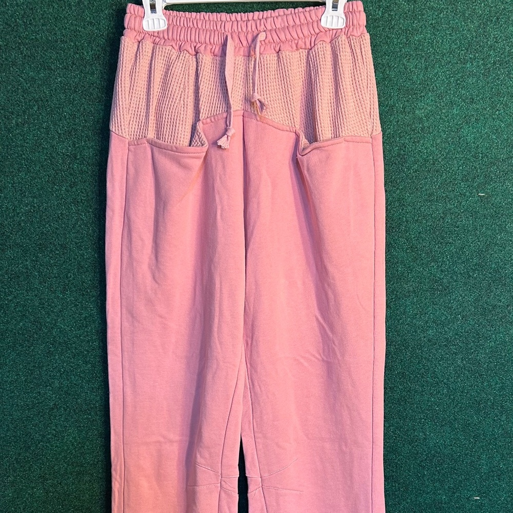 163 NWOT POL Pink Rose Quartz Solid Drawstring Jogger w/stretch ankle cuffs